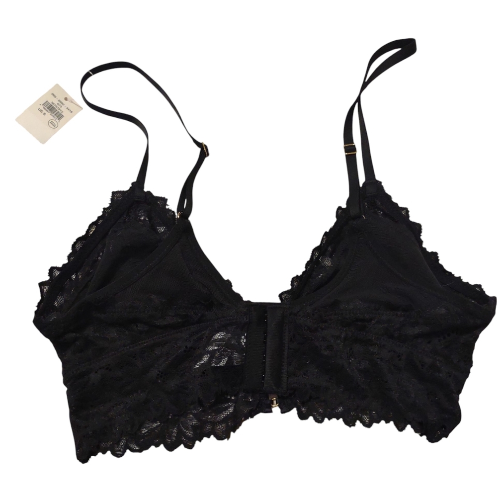 Aerie‎ Sunkissed Lace Triangle Bralette Black S Whimsigoth Romantic Lightweight - Picture 5 of 5